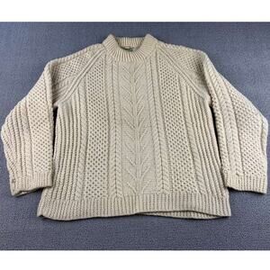 Rare Vintage John Molloy Sweater Women Cream Cable Knit Irish Wool Hand Woven